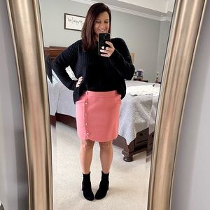 NWT Loft Pink Faux Button Down Skirt